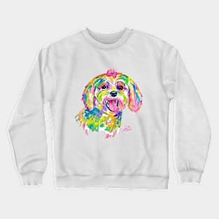 Maltese or Bichon Frise painting Crewneck Sweatshirt